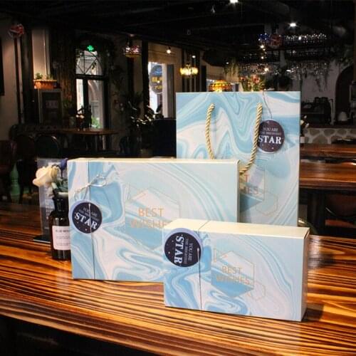 Creative High Quality Blue Marble Candy Cookies Moon Cake Box Packaging Gift Bag Chocolate Romantic Gift Box Kitchen Baking Bag