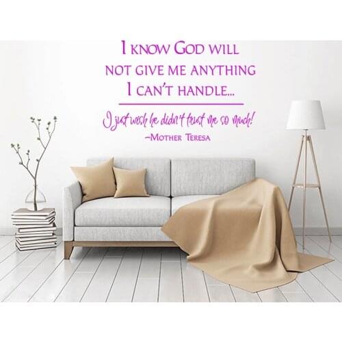Christian I Know God Will Not Give Me Anything Vinyl Wall Sticker Religious Wall Art Decal Living Room Home Decor Poster