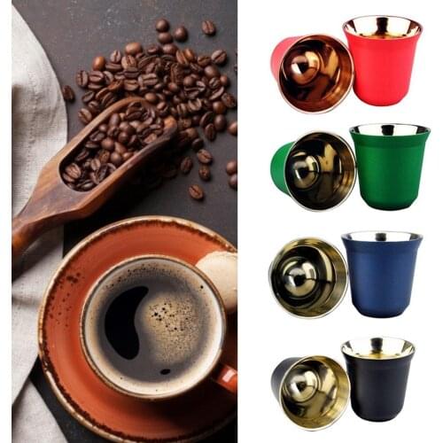Espresso Mugs 80ml Anti-rust Double ,Stainless Steel Espresso Cups Set, Insulated Tea Coffee Mugs Double Wall Cups Dishwasher S