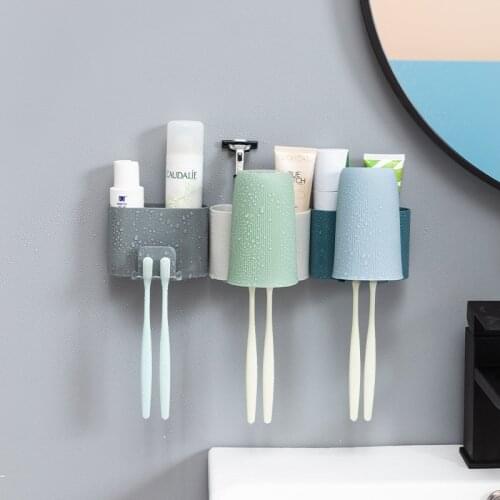 Multifunction Wall Mounted Toothbrush Holder Toothpaste Storage Rack Self Shaver Tooth Brush Dispenser Bathroom Organizer