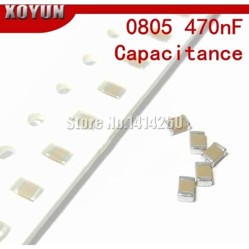100pcs 0805 470nF X5R Error 10% 25V 0805 474 SMD Thick Film Chip Multilayer Ceramic Capacitor