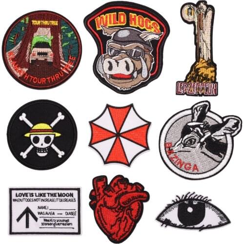Wild Hogs Iron on Patches Big Embroidered Appliques Eye Thermo Stickers DIY Sewing Supplies Skull Embroidery Badges for Jackets