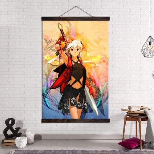 Wall Art Canvas Print and Poster Canvas Painting Modern Pictures Home Decoration Retro Japanese Cartoon Female Samurai Picture