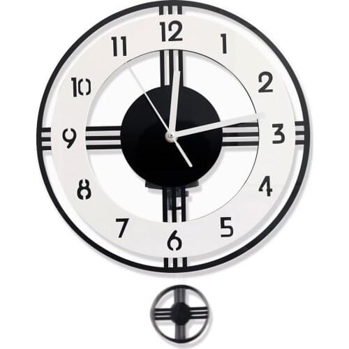 Modern Design Wall Clock For Living Room Home Decor Swinging Pendulum Clock Silent Non Ticking Wall Watch Minimalist Art Decor