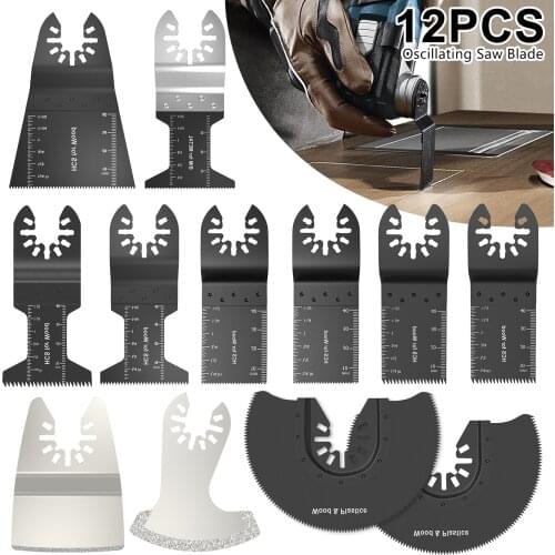 Newest 12 Pcs Oscillating Multi-function Tool Saw Blades For Wood Metal Plastic Cutting Quick Change Electric Tools Accessories