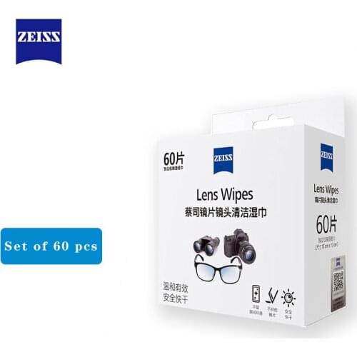 Zeiss Pre-moistened Lens Wipes Cleaning for Eyeglass Lenses Sunglasses Camera Lenses Cell Phone Laptop Lens Clothes 60ct Pack