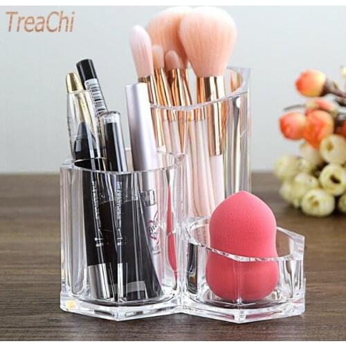 Transparent Cosmetic Brush Tube Desktop Comb Lipstick Finishing Acrylic Makeup Eyebrow Pencil Paint Cosmetics Storage Box