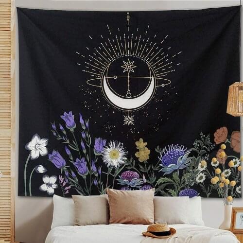 Psychedelic Moon Tapestry Flower Wall Hanging Room Sky Carpet Dorm Tapestries Art Home Decoration AccessoriesStarry Sky Carpet