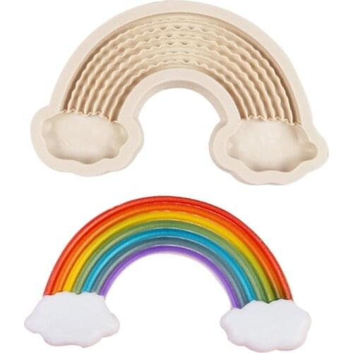 Rainbow Shape Silicone Mold Ice Cream Fondant Cake Decorating Tools Mold Sugarcraft Chocolate Baking Tool For Cake Gumpaste Form