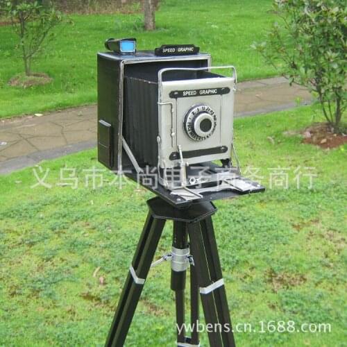 Retro Vintage Large Camera Model With Stand Studio Props Handmade Iron Window Bars Decorations