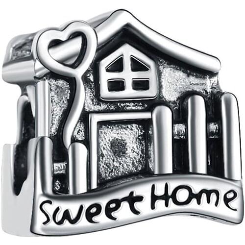 Silver Color House Charms for Jewelry Making Fit Original Pandora Charm Bracelet Women Letter Sweet Home Bead Love Family Bangle