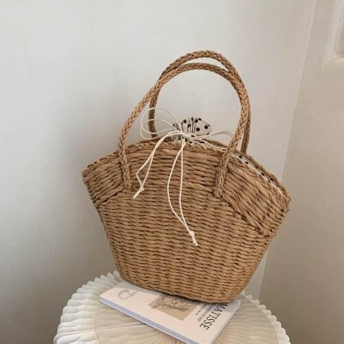 Straw Bag Women NEW Capacity Straw Bags Handmade Woven Basket Bolsa Tote Top Handle Handbags Summer Beach Rattan Bags Drawstring