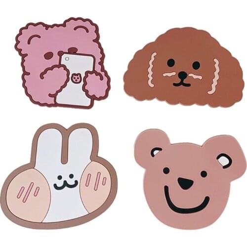 T84E 4pcs Cute Table Placemat Heat Insulation Cartoon Coffee Water Cup Coasters Non-Slip Bowl Pad Kitchen Tableware