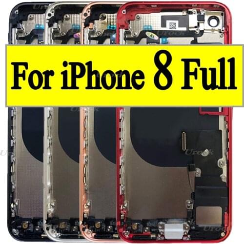 Top 10pcs Full Assembly Housing for iPhone 8 Back Midframe Chassis Battery Door Rear Cover Body Replacement With Small Parts