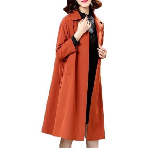 New Large Size Loose Belt Long Trench Coats 2021 Spring Autumn Women Thin Windbreaker Coat Plus Size 4XL Overcoat Mujer Tops