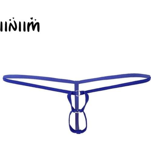 Mens Fetish Jockstrap Erotic Lingerie Sissy Panties String Low Rise with O-ring Pouch Holes T-back Thong Briefs Sissy Underwear