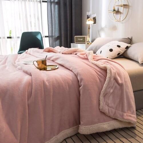 Thicken Flannel Cover Blanket Super Warm Blanket Luxury Lamb Fleece Edge Blanket for Beds Winter Adult Bed Cover Throw Blanket
