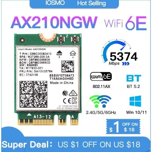 WiFi 6E Intel AX210 3000Mbps 2.4Ghz/5Ghz/6Ghz NGFF M.2 Bluetooth-compatible5.2 AX200NGW 802.11AX/AC Wireless Dual Band WiFi Card