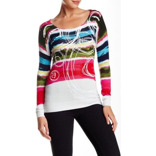 Spanish womens retro fashion printed T-shirt long sleeve