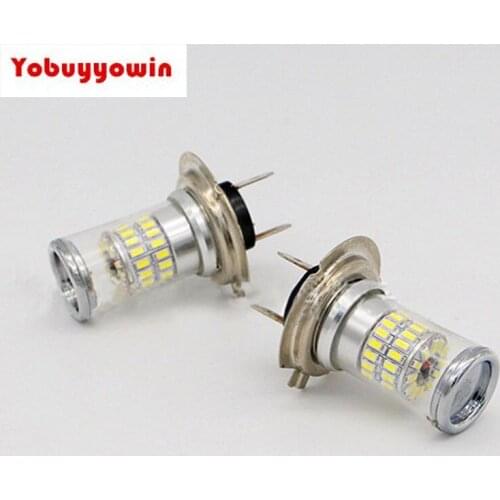 2 White 48-SMD H7 LED Bulbs Reflector Mirror Motorcycle Car Fog Light Car Auto Daytime Running Lamps