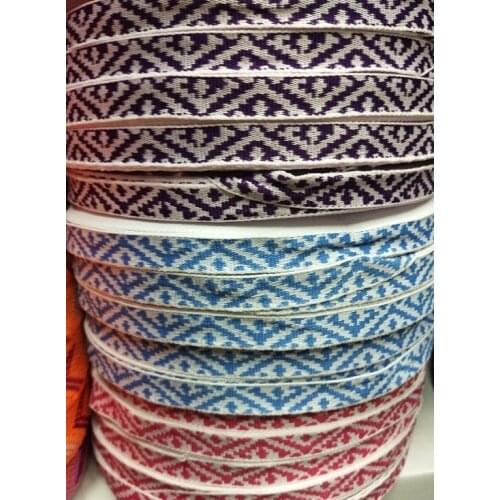 20yards/lot wide about 1.2CM Woven Jacquard Ribbon geometric design white background for clothing accessory ZH-0326