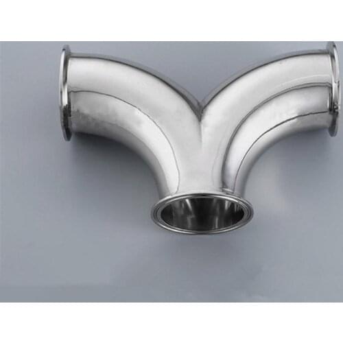 45mm 1-3/4" Pipe OD x 2" Tri Clamp Y-Shaped Elbow 3 Way SUS 316L Stainless Sanitary Fitting Homebrew Beer Wine Diary Product