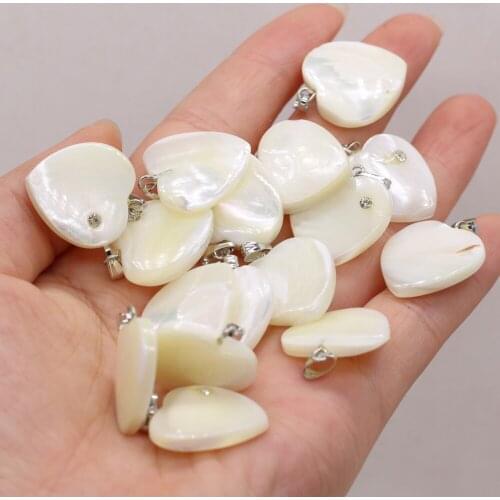 5PCSNew Natural Freshwater Shell White Heart Pendant with Diamonds Pendant Making DIY Necklace Earrings Jewelry Decoration Gift