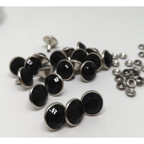 50Sets 12MM Black Crystals Rhinestone Rivets Plated Rivets Assorted Cabochon Rivets Fit DIY Making Shipping Free