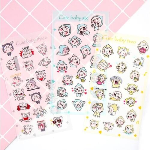 6Sheets/Pack Cute Peach Decoration Scrapbooking Sticker Transparent PVC Stationery Diary Stickers