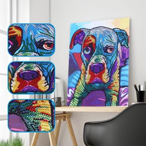 5D DIY Special Shaped Diamond Painting Colorful Dog Cross Stitch Needlework Embroidery Home Mosaic Stitch Wall Decoration