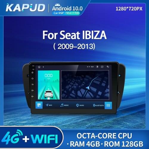 Kapud Android 10.0 Auto Radio 9" Car Multimedia Player Stereo For Seat Ibiza 6j 2009-2013 GPS WiFi BT 4G Navigation