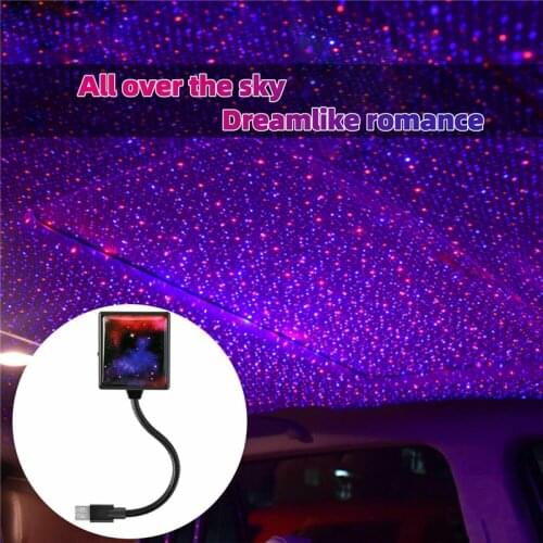 Car Roof Star Ambient Light USB Night Light Atmosphere Galaxy Lamp USB Projector Lamp Adjustable Car Interior Home Decor Light