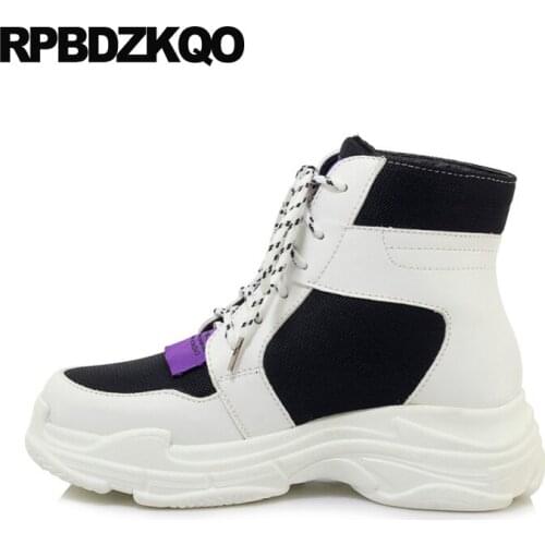 Booties White Platform Boots Plus Size Muffin Lace Up Black Flatform Shoes Big 12 44 Women Ankle 13 45 Winter European Harajuku