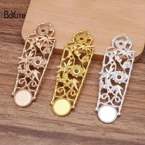 BoYuTe (20 Pieces/Lot) 24*76.5MM Metal Alloy Flower Bamboo with 12MM Blank Tray Base DIY Handmade Hair Accessories Materials