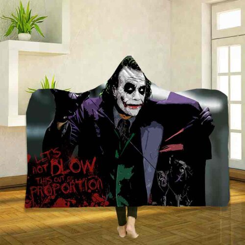 Home Textiles joker 3D Digital Printed Throw Hooded Blanket Wearable Warm Fleece Bedding Office Quilts Soft Adults Travel