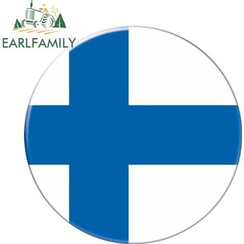 EARLFAMILY 13cm x 13cm Auto Moto Bike Suitcase Laptop Flag Round Finland Decal Reflective Car Sticker Waterproof 3D Car Styling