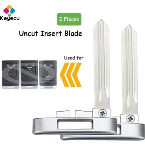 KEYECU 2 Pieces Smart Remote Key Uncut Insert Emergency Blank Blade Fob for Cadillac XLR CTS STS for Chevrolet Corvette 2008- 15