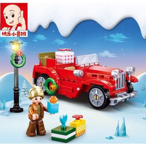 Happy SLuban M38-B0887 New Year Cute locomotive Childrens Puzzle Assembled Building Block Toy Christmas Gift For kids