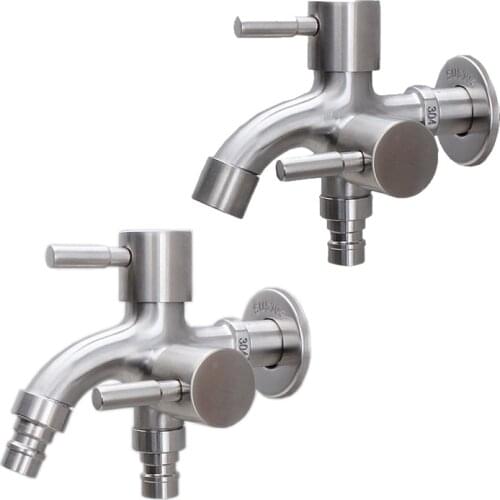 Stainless Steel Washing Machine Faucet 1 in 2 out Multifunctional Water Faucets Double Bibcock Garden Bathroom Kitchen Mop Tap