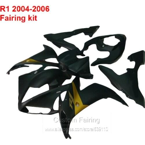 Hot Fairings For YAMAHA YZF R1 2004 2005 2006 ( Black + gold ) Injection fairing kit XL75
