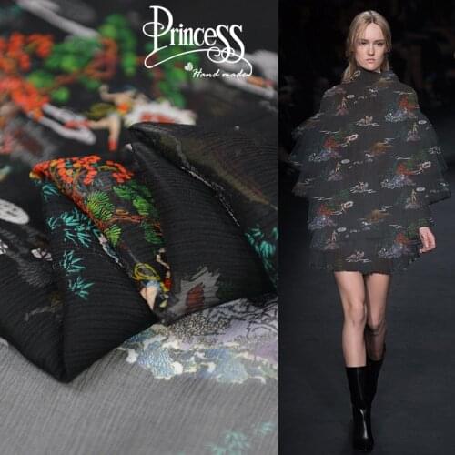 Fashion cartoon pure silk crinkle georgette gauze silk fabric thin and soft,SCG610