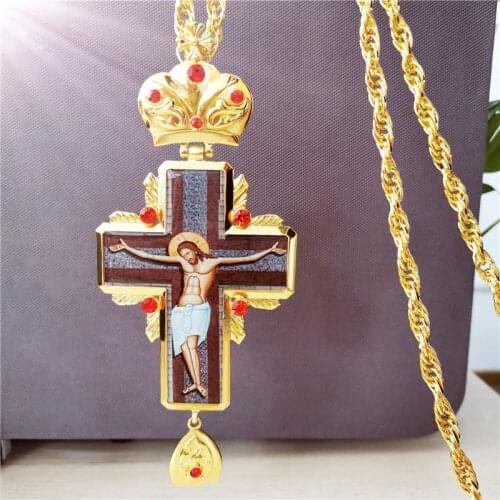 Fashion Trendy Pectoral Cross Necklace russian greece crucifix religious icon Byzantine Art and Orthodox Tradition holy cross