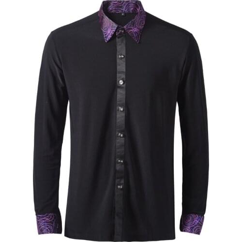 Men Latin Dance Shirt National Standard Ballroom Modern Tango Samba Competition Performance Long Sleeved Dancewear Tops Costume