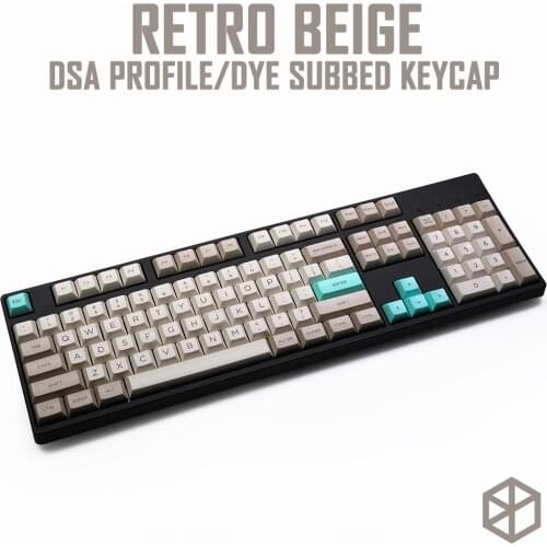 Dsa profile Dye Sub Keycap Set PBT plastic retro beige for mechanical keyboard beige grey cyan gh60 xd64 xd84 xd96 87 104