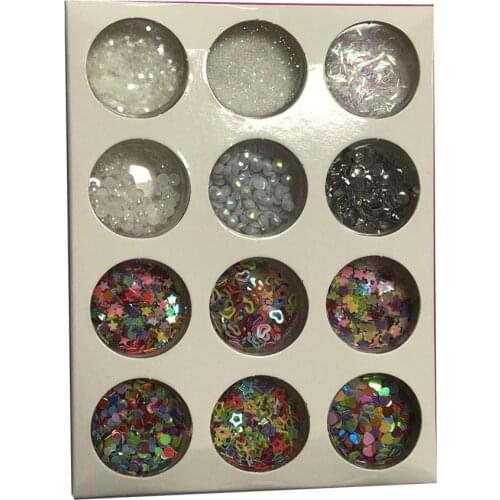 12 Colors / Set Masquerade Face Eye Makeup Eye Corner Sticker Eye Shadow Nail Sticker Glitter Powder Sequins Makeup Stickers