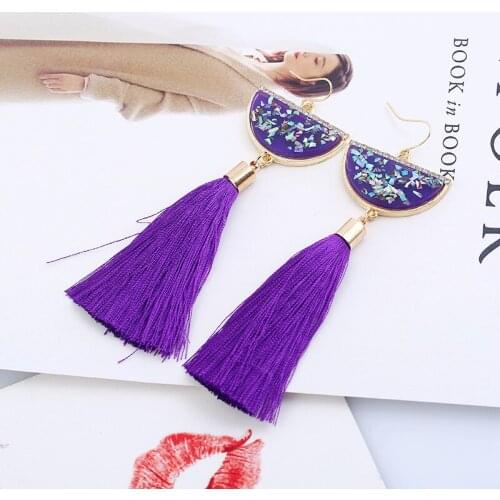 2017 New Bohemian Handmade Long Summer Neon Tassel Earrings Ethnic Rhinestones Resin Sector Statement Earing Fashion Jewelry