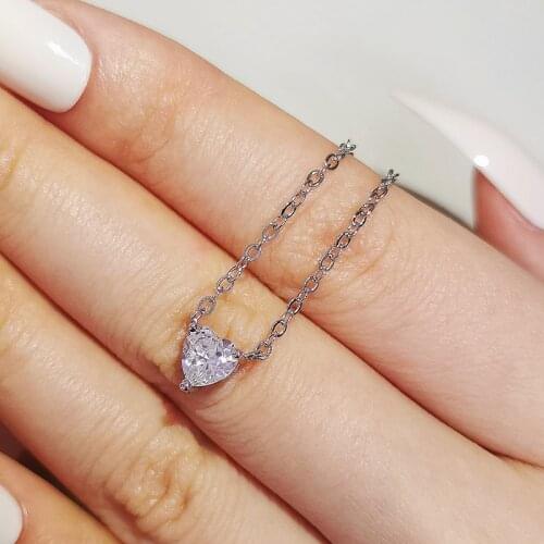 2021 New Fashion Heart Solid 925 Sterling Silver Necklace for Women Party Gift Jewelry Bulk Sell Moonso X6227