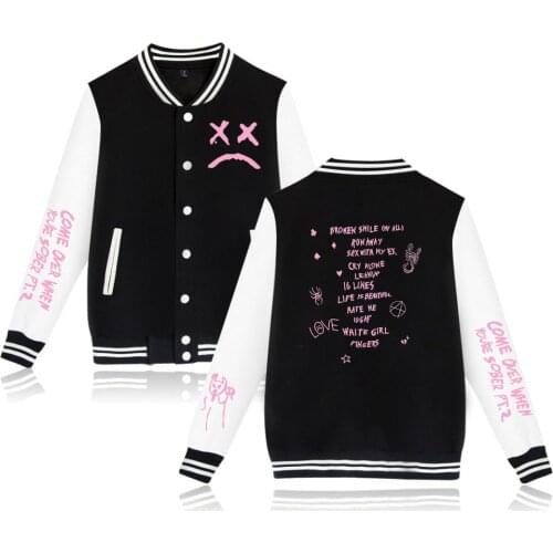 New Lil Peep Jacket Coat Korean Hip Hop Fashion Couples Baseball Jackets Men Women Autumn Winter Long Sleeve Baseball Uniform