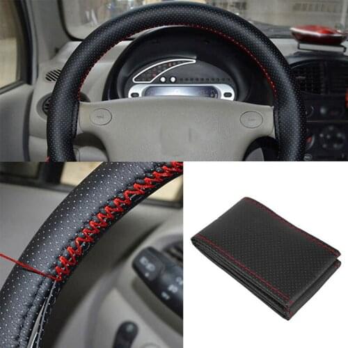 DIY Steering With Needle and Thread Interior accessories Wheel Covers soft Leather braid on the steering-wheel of Car