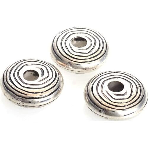 Wholesale 6x14mm Fluted Corrugated Stripe Flat Round Acrylic Antique Design Beads For DIY For Women Bracelet bangle Making